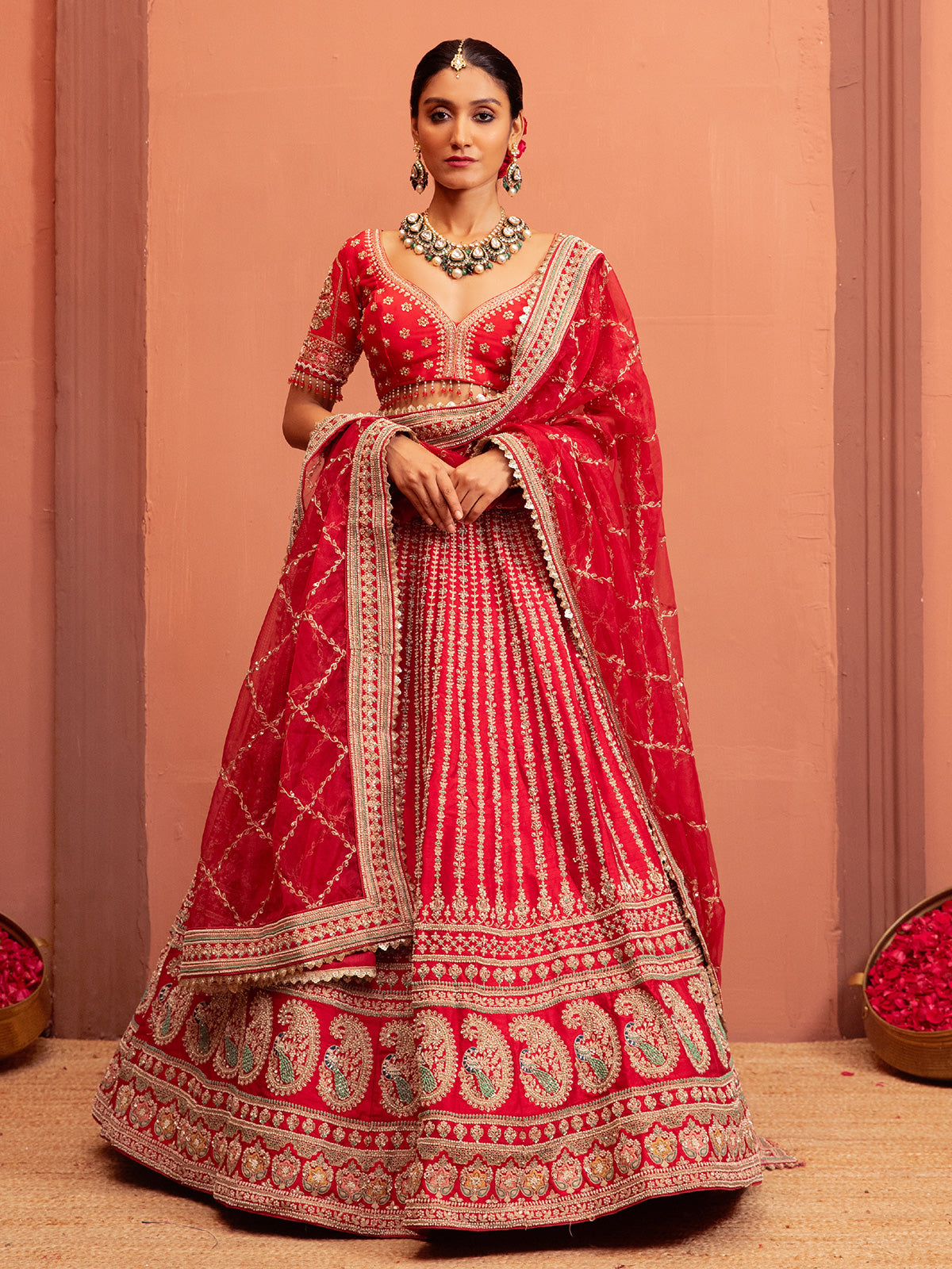 Red wedding lehenga choli for bride