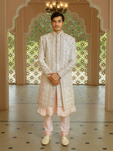 Rich cream silk groom sherwani