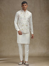 Cream waistcoat set with intricate embroidery