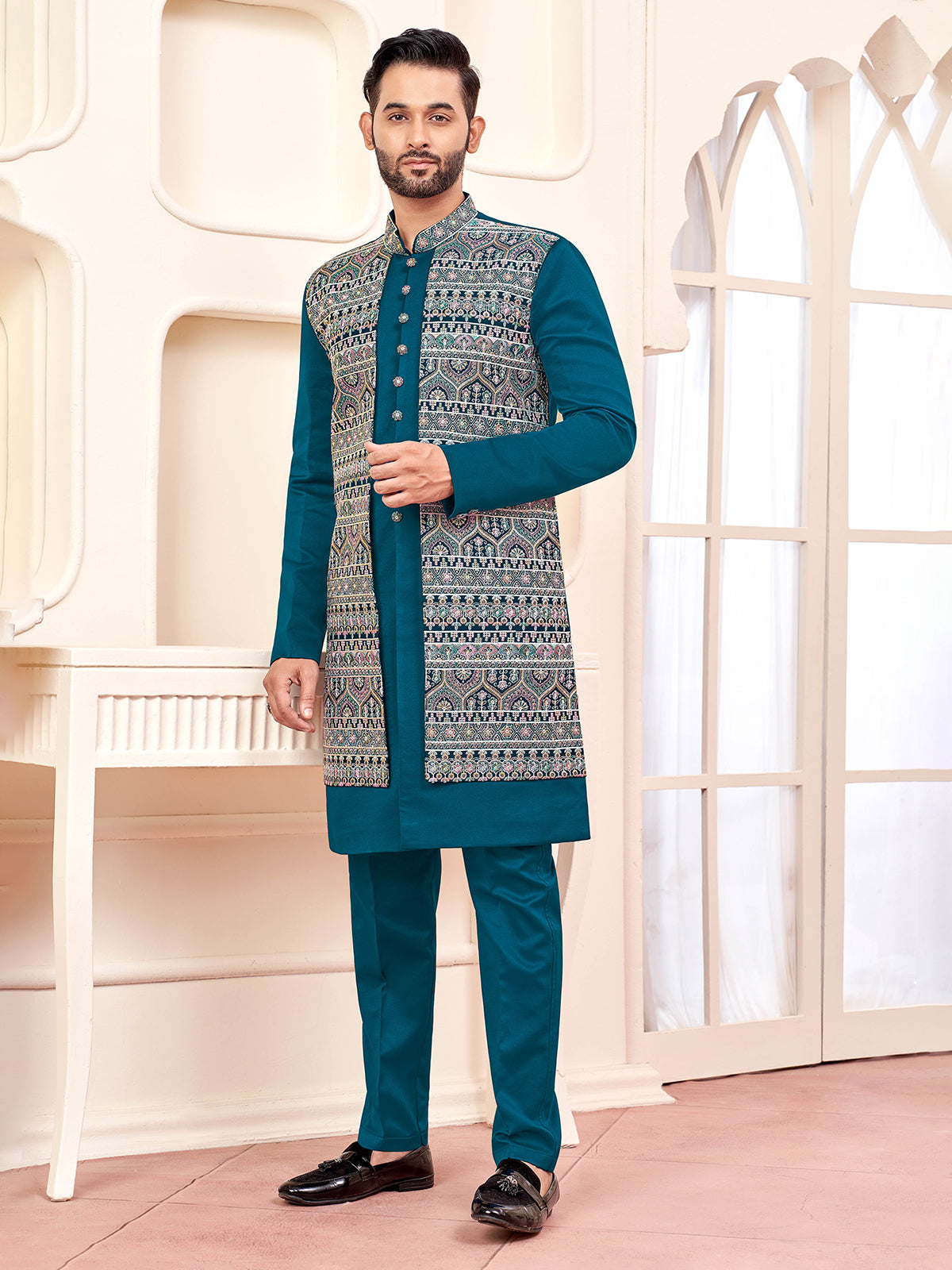 Royal rama green indo western for receptions