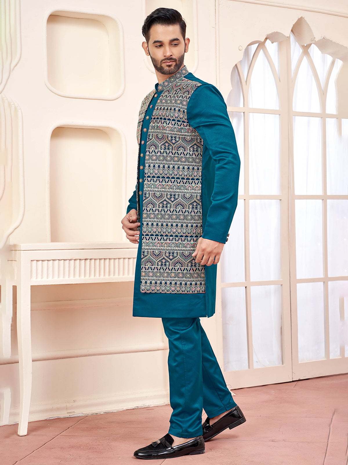 Royal rama green indo western for receptions