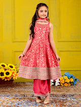 Royal red pakistani style silk palazzo suit