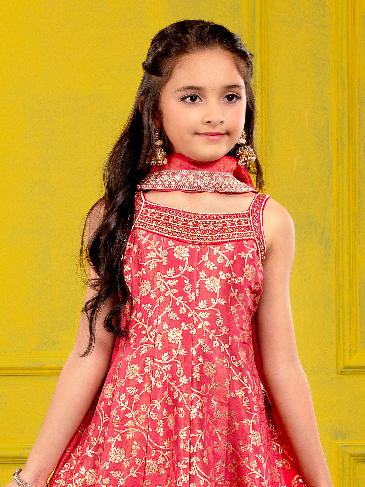 Royal red pakistani style silk palazzo suit