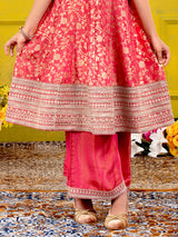 Royal red pakistani style silk palazzo suit