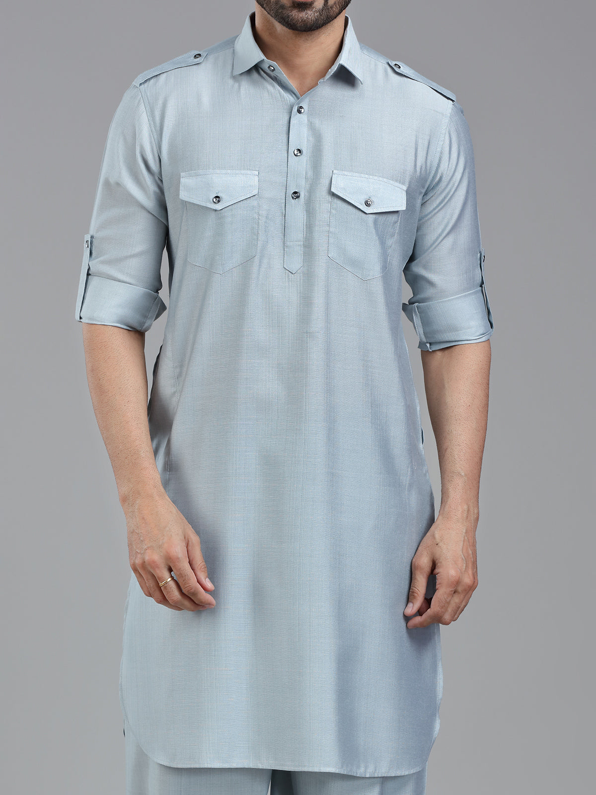 Serene pastle blue mens pathani kurta set