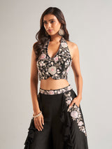 Silk black palazzo salwar suit