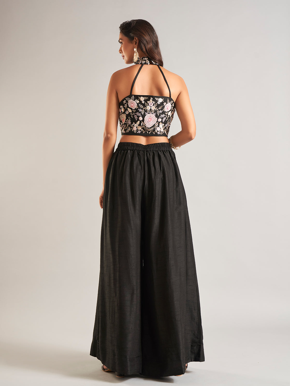 Silk black palazzo salwar suit