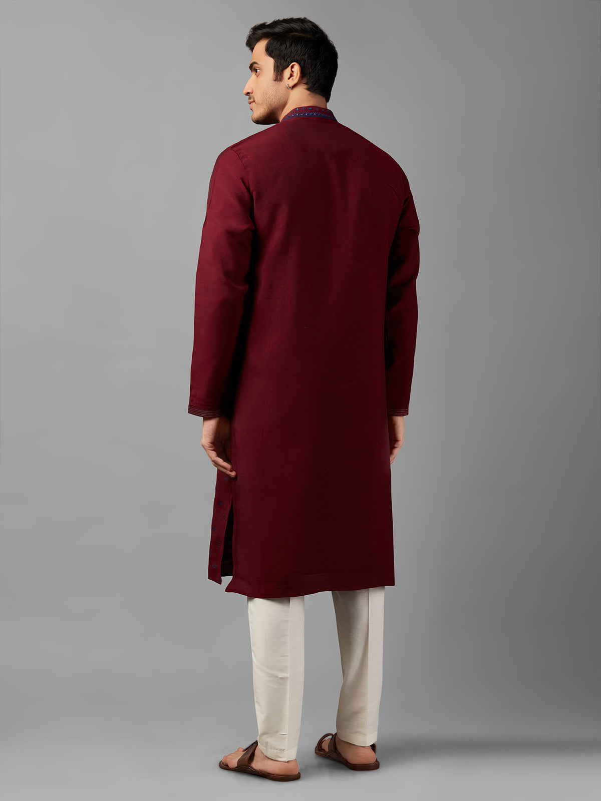 Silk embroidery maroon kurta suit