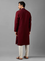 Silk embroidery maroon kurta suit
