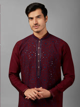 Silk embroidery maroon kurta suit