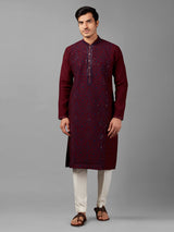 Silk embroidery maroon kurta suit
