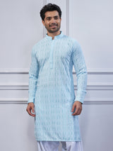 Sky blue cotton festival wear kurta suit