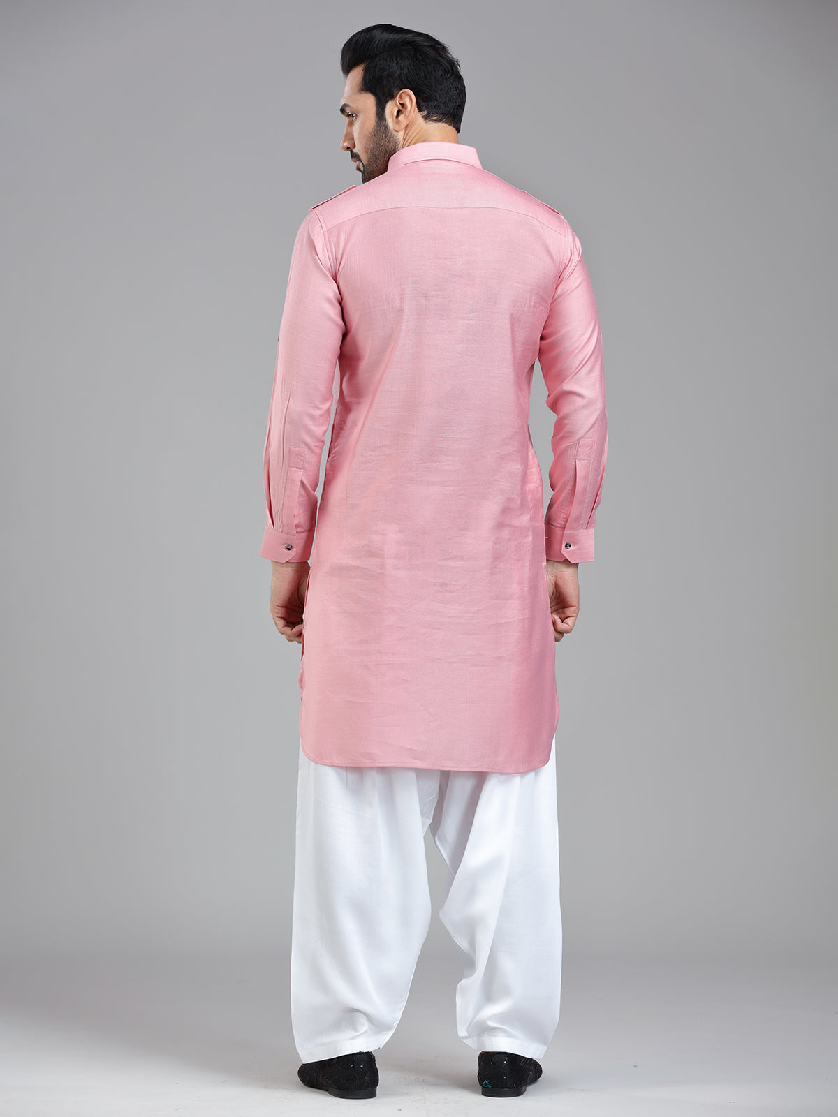 Soft light pink sophasticated pathani with salwar