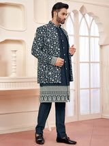 Sophisticated dark grey indowestern for wedding style
