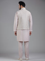 Striking light pink waistcoat set for wedding charm