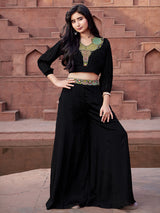 Stunning black crop top palazzo suit