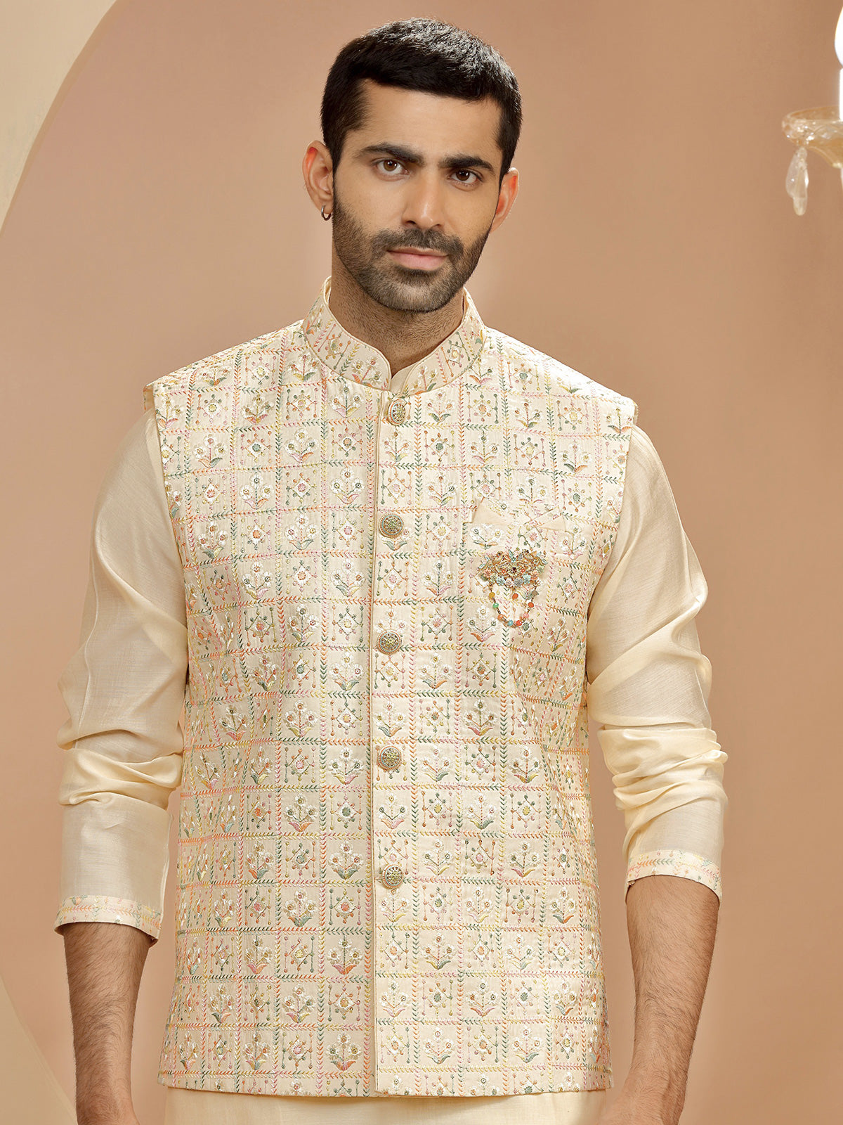 Stunning cream waistcoat set for wedding