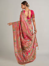 Magenta pashmina silk saree