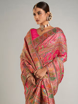 Magenta pashmina silk saree