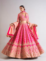 Stunning magenta raw silk lahenga choli