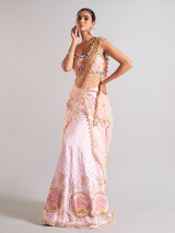 Stunning pink raw silk palazzo suit