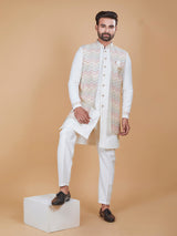 Stunning silk cream indowestern