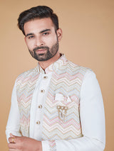 Stunning silk cream indowestern