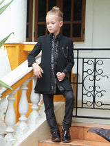 Stunning terry rayon black indowestern