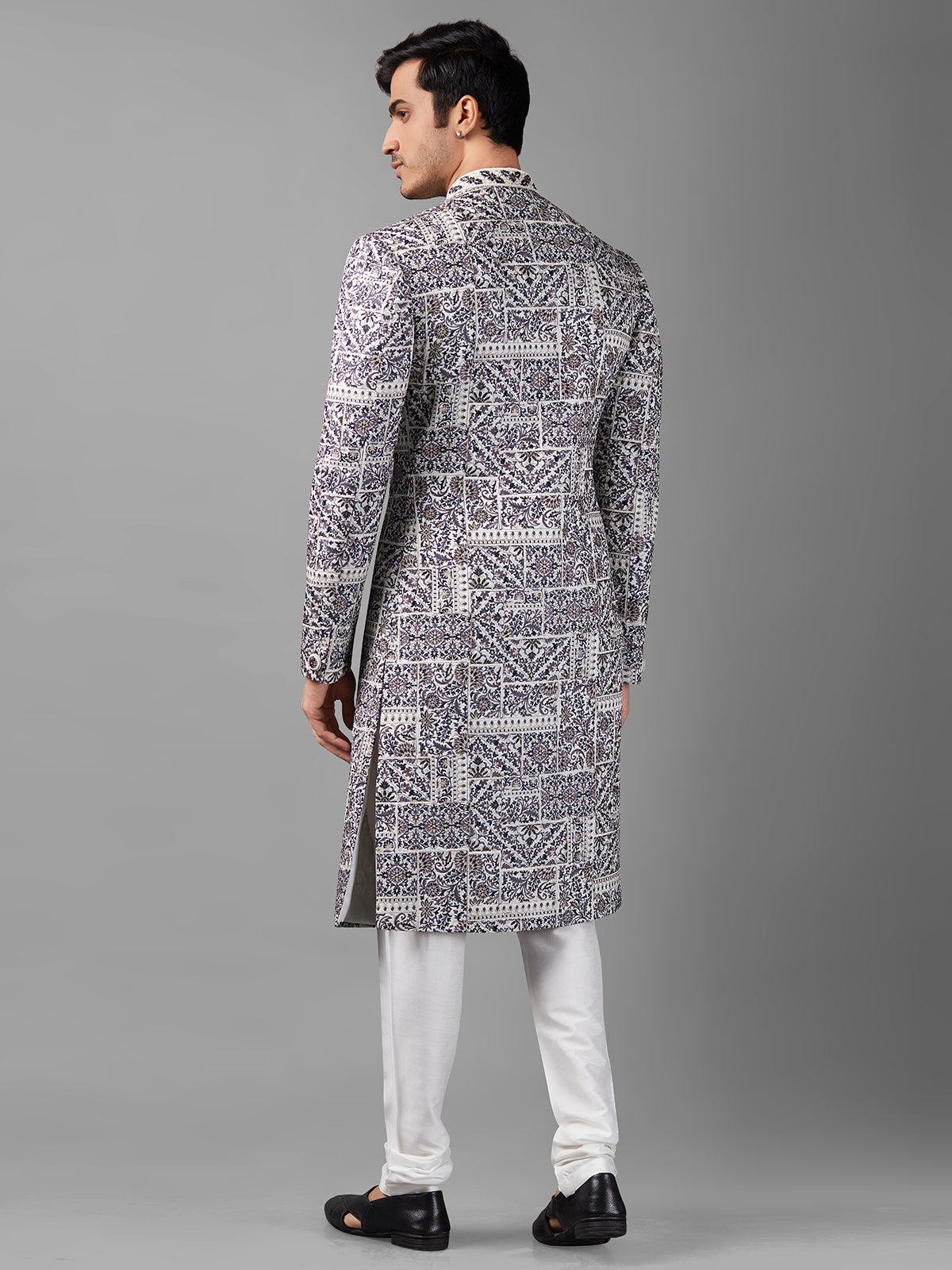 Stunning white embroidery sherwani