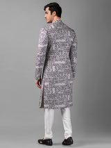Stunning white embroidery sherwani