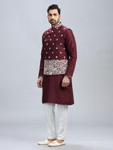 Stuuning wine silk waistcoat set for men