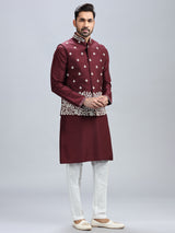 Stuuning wine silk waistcoat set for men