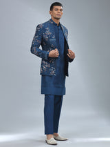 Stylish navy terry rayon indowestern