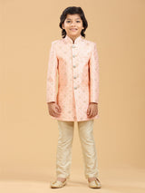 Stylish peach silk indowestern