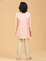 Stylish peach silk indowestern