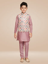 Stylish pink silk waistcoat set