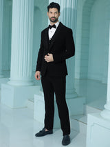 Stylish velvet black coat suit