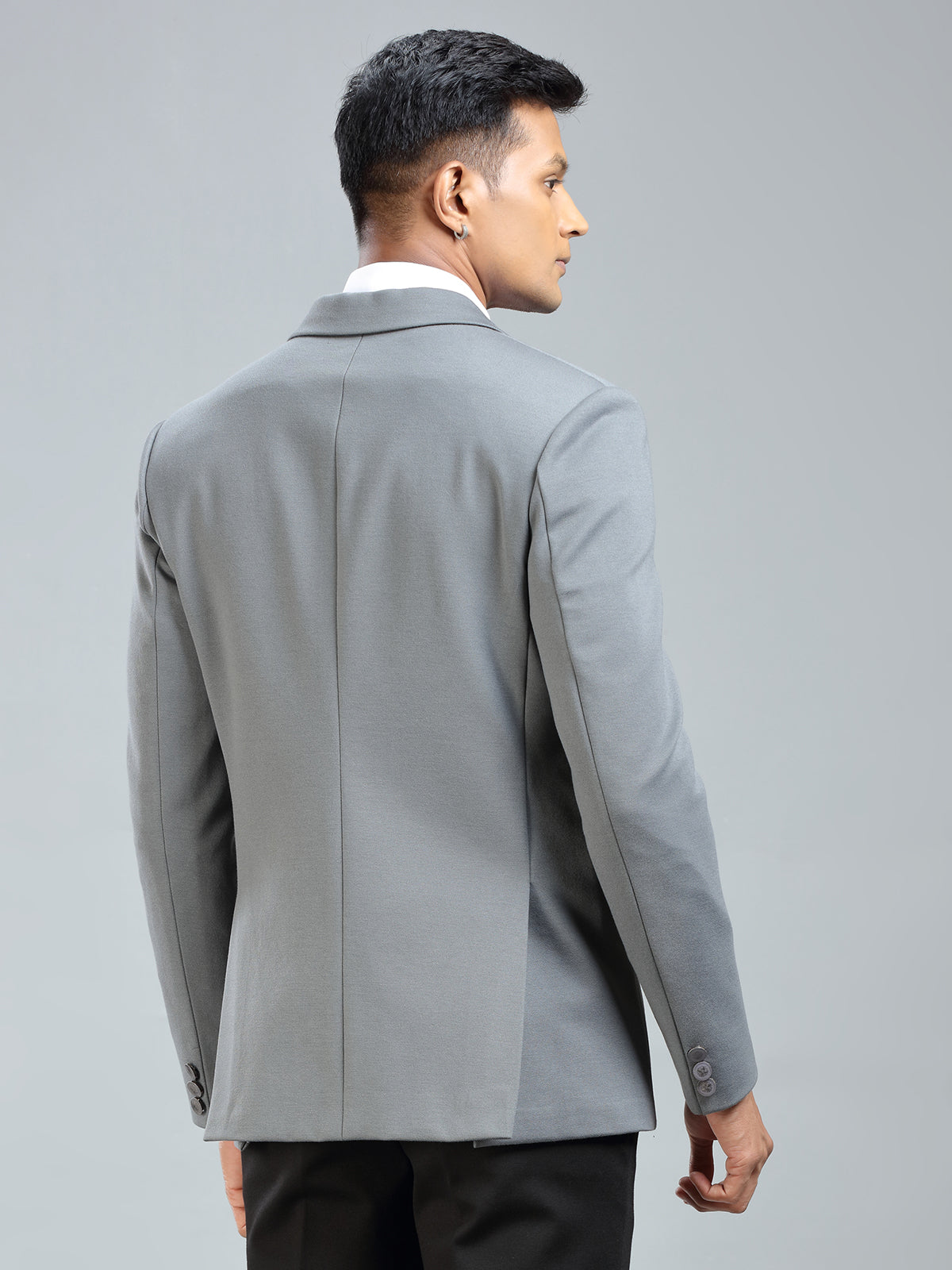 Subtle grey terry rayon blazer for men