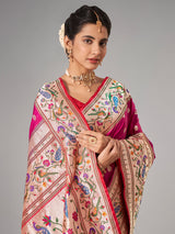 Magenta paithani silk saree for wedding
