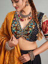 Trendy black cotton silk chaniya choli for navratri