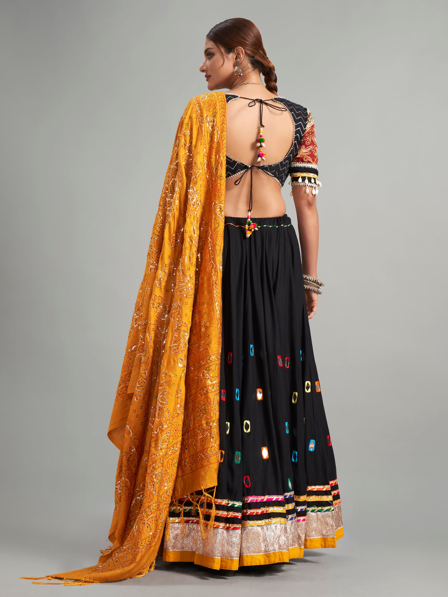 Trendy black cotton silk chaniya choli for navratri