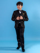 Trendy black printed suit for wedding events