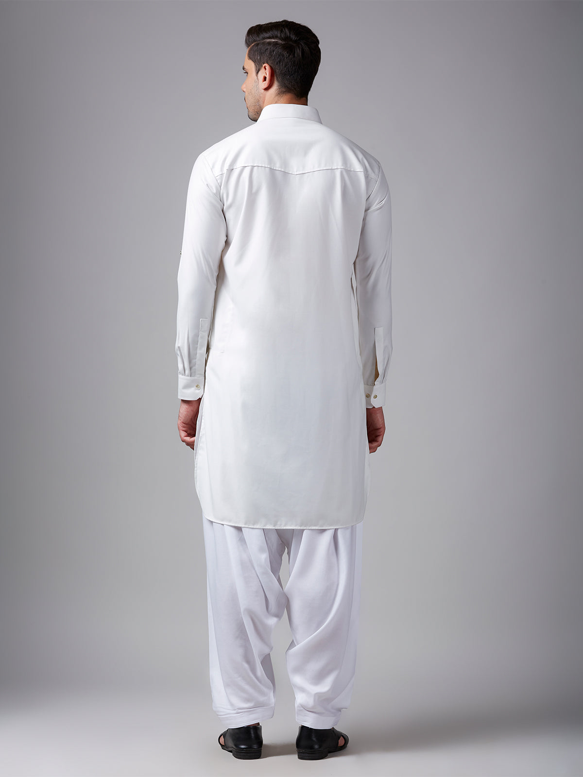 Trendy classic white plain pathani suit