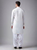 Trendy classic white plain pathani suit