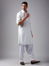 Trendy classic white plain pathani suit