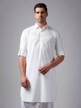 Trendy classic white plain pathani suit