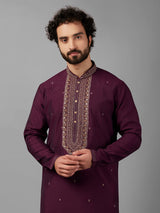 Trendy purple silk kurta suit