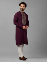 Trendy purple silk kurta suit