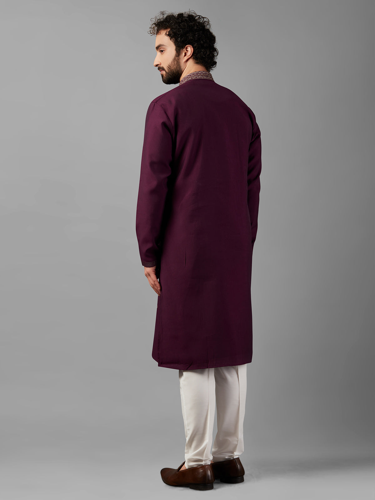 Trendy purple silk kurta suit
