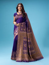Violet pashmina silk saree for wedding
